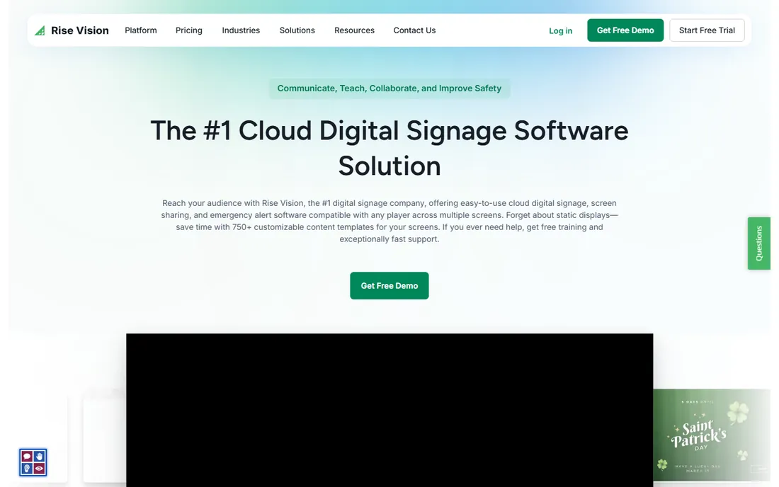 Rise Vision homepage