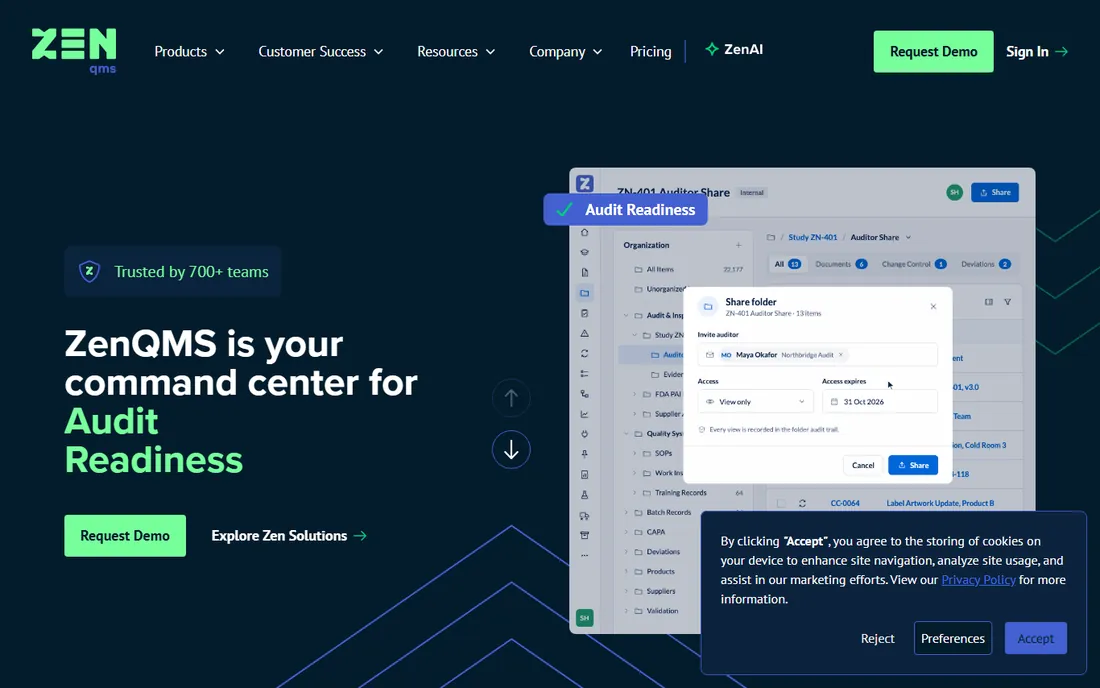 ZenQMS homepage