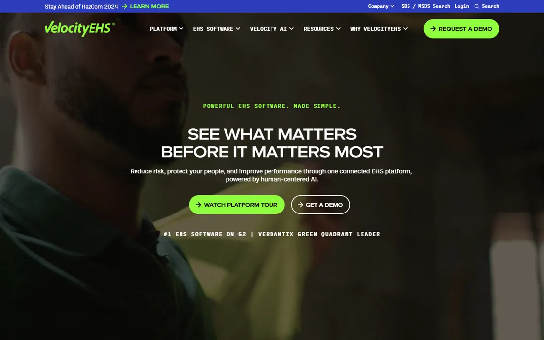 VelocityEHS homepage