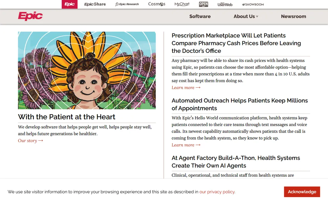 Epic homepage