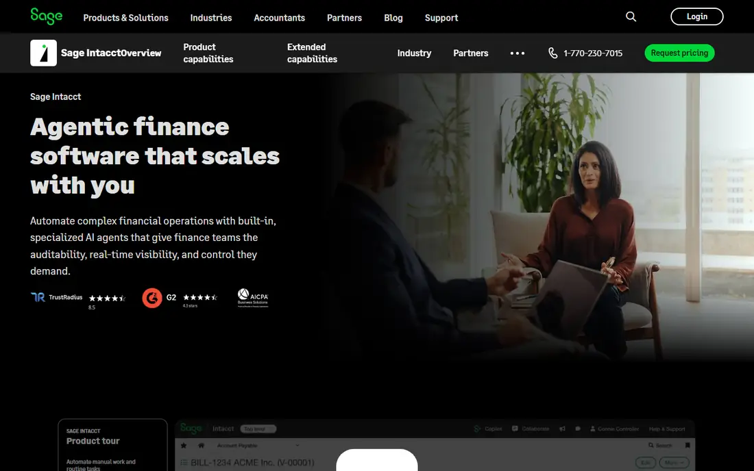 Sage Intacct homepage