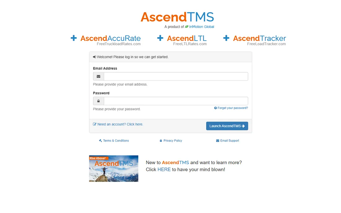 AscendTMS homepage