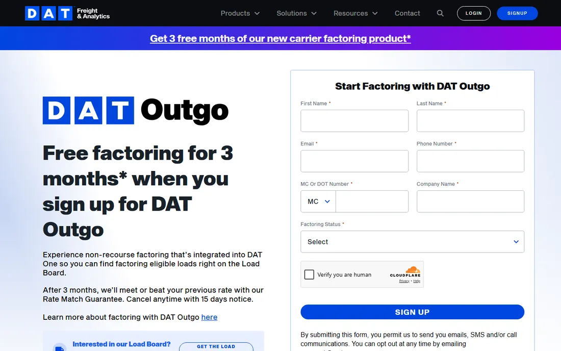 DAT Broker TMS homepage