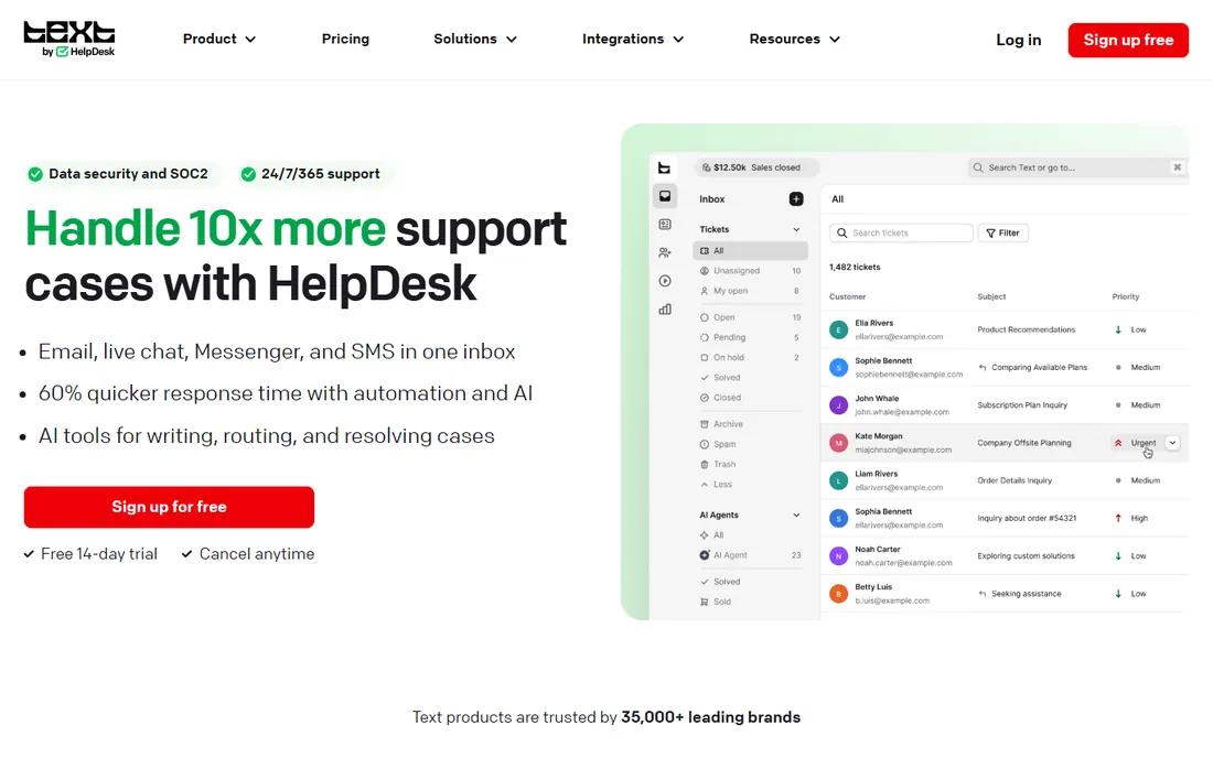 HelpDesk homepage
