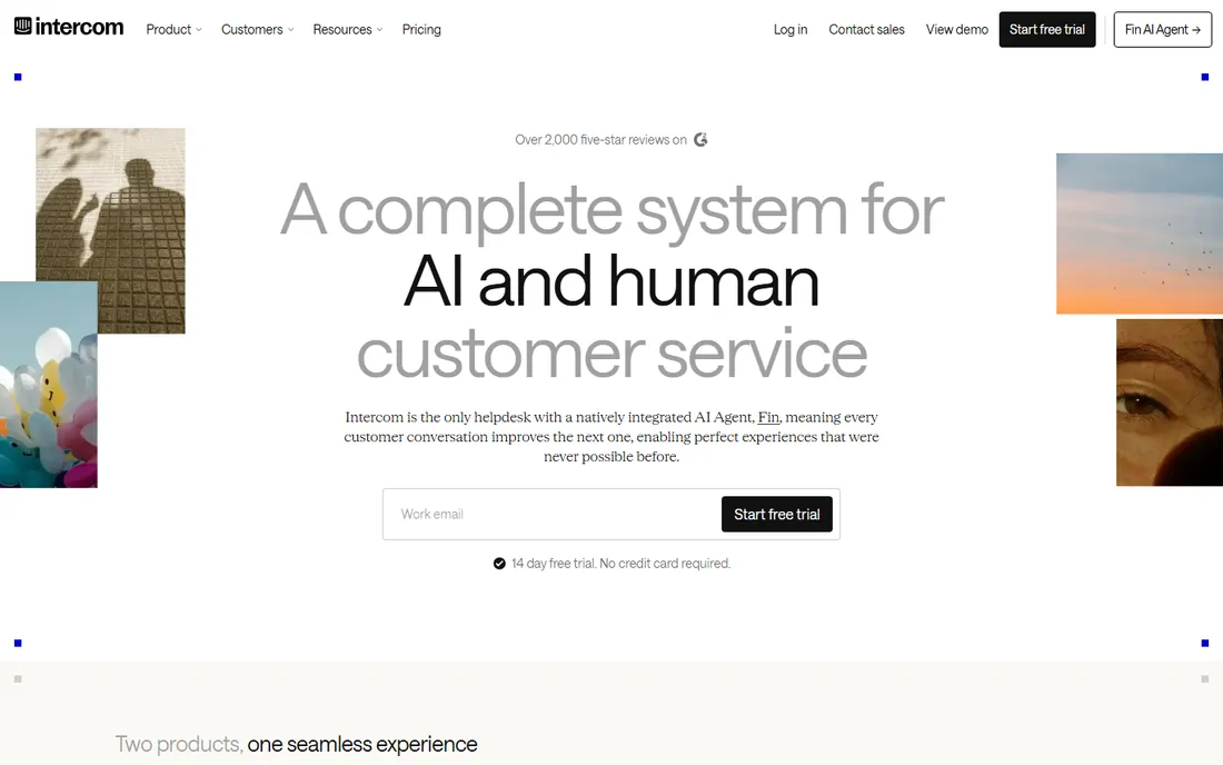Intercom homepage