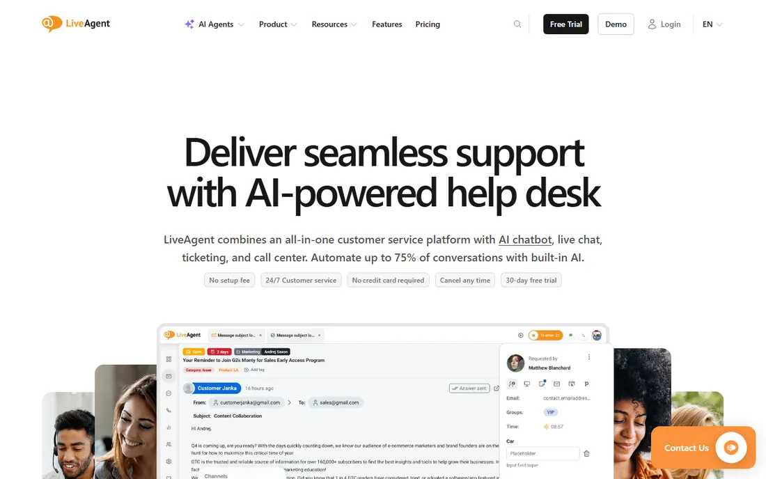 LiveAgent homepage