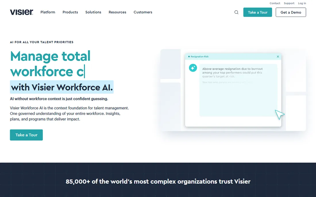 Visier homepage