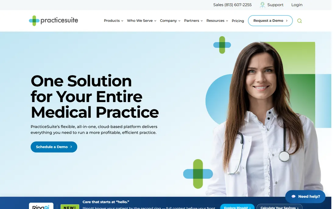PracticeSuite homepage