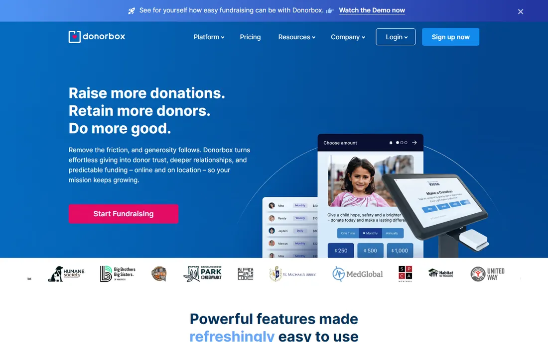Donorbox homepage