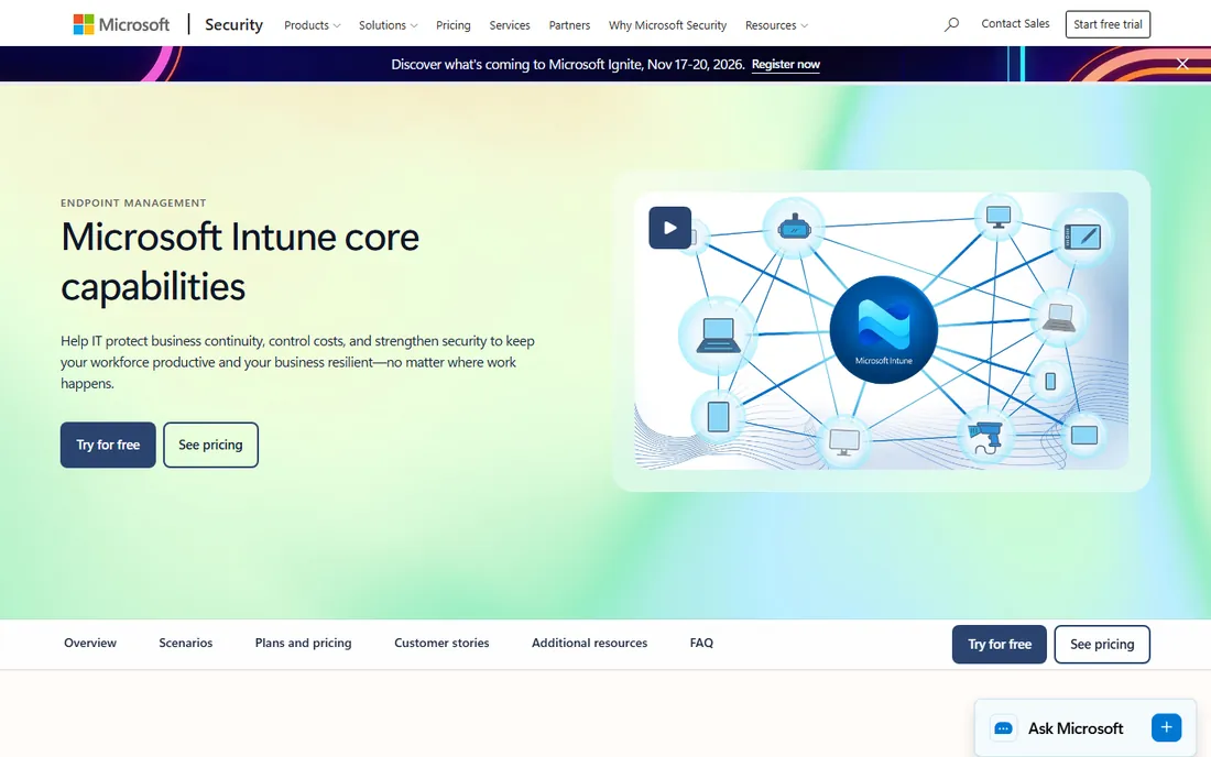 Microsoft Intune homepage