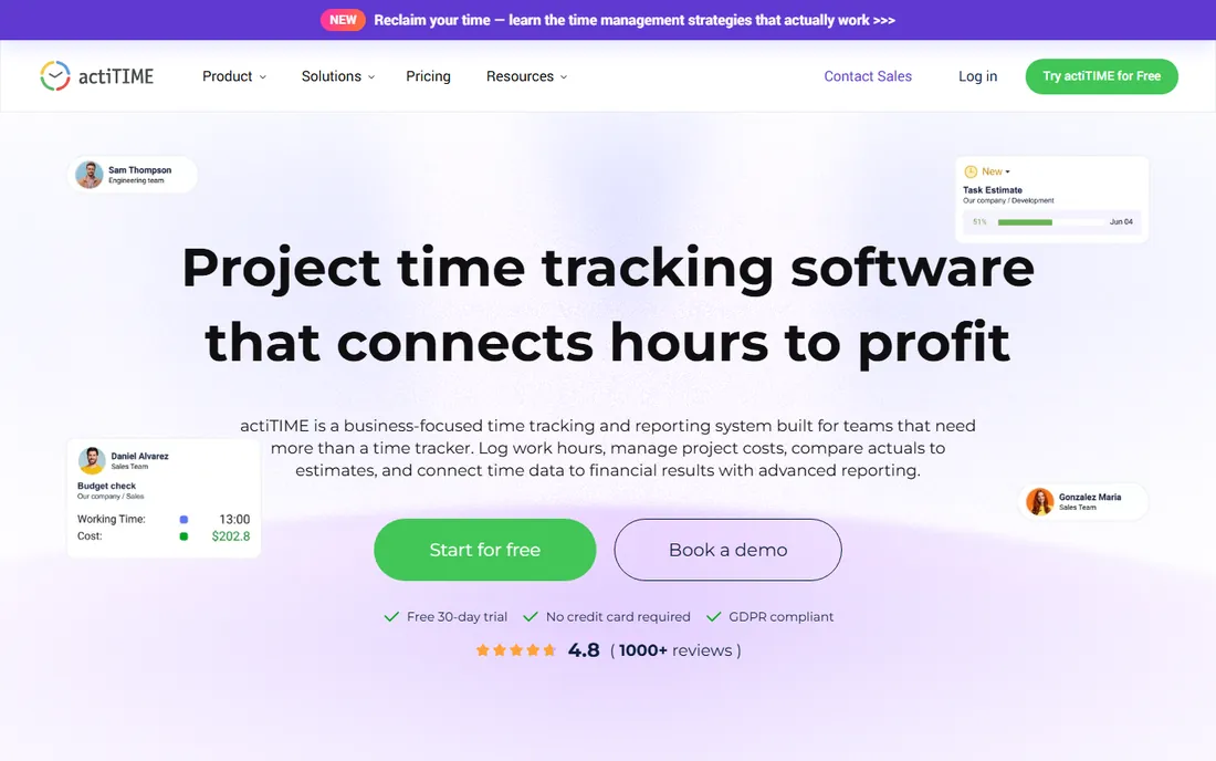 actiTIME homepage
