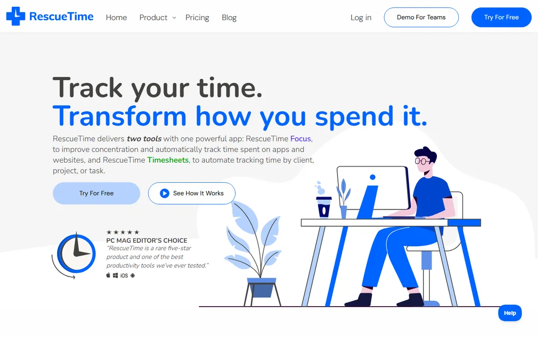 RescueTime homepage