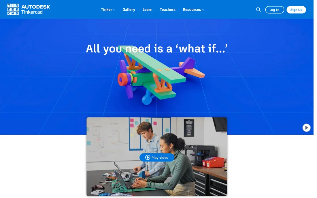 Tinkercad homepage