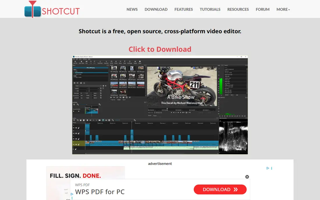 Shotcut homepage