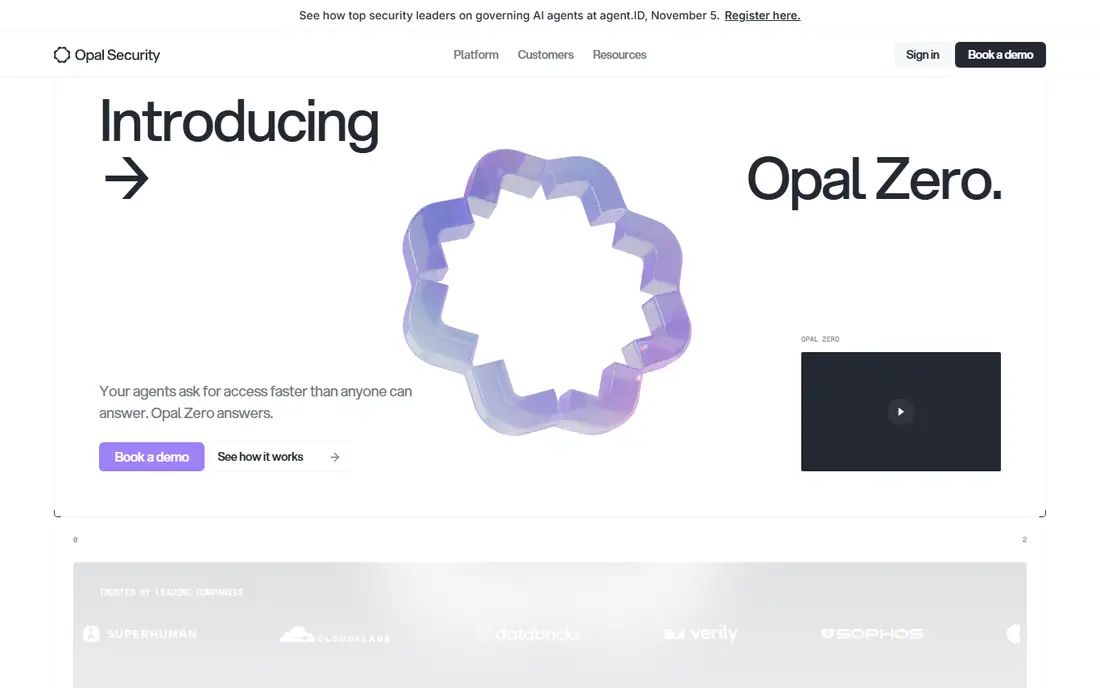 Opal Security homepage