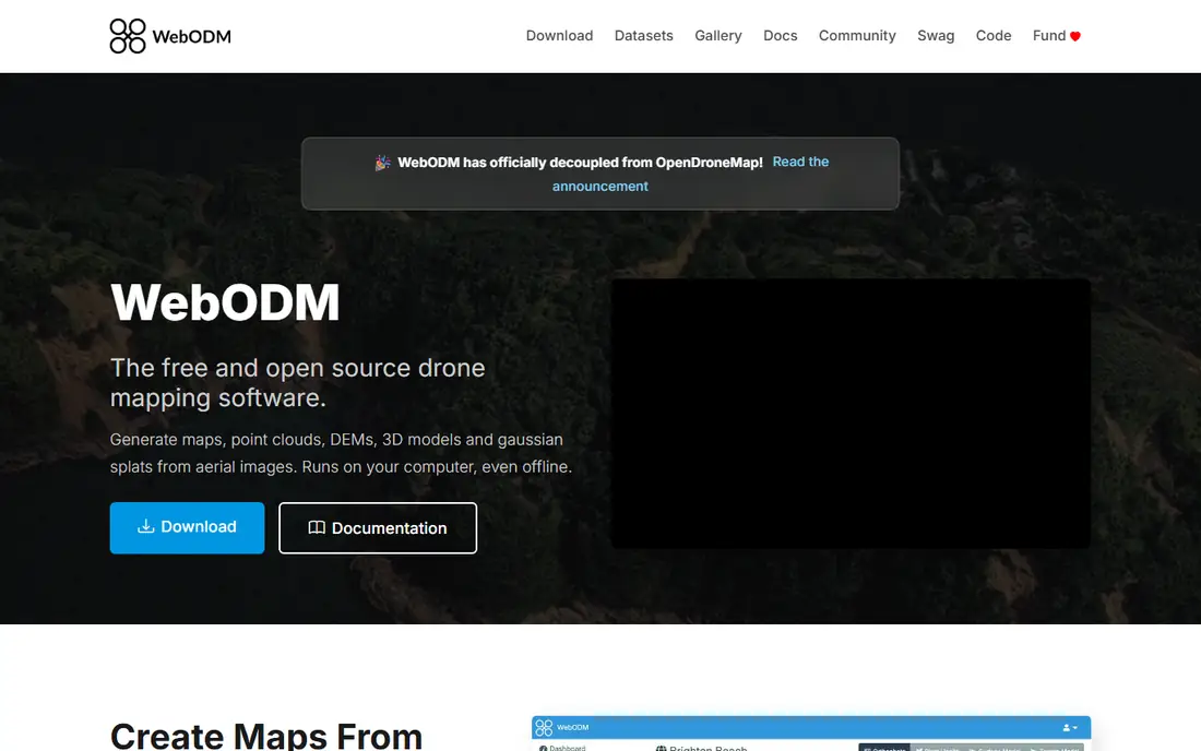 WebODM homepage