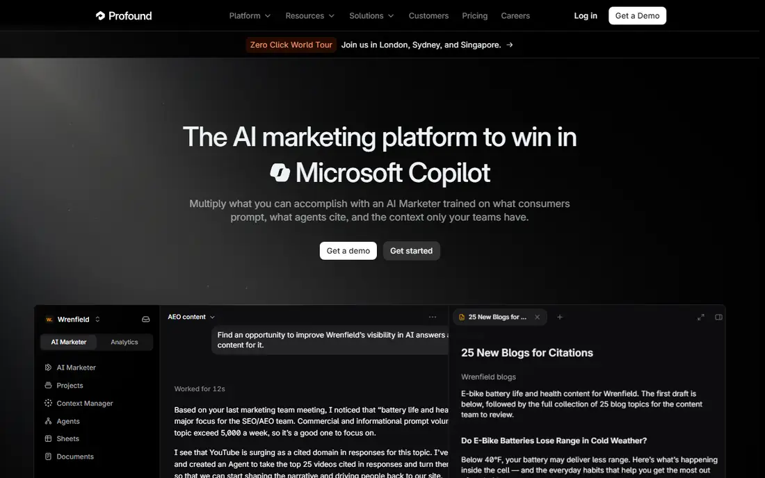 Profound homepage