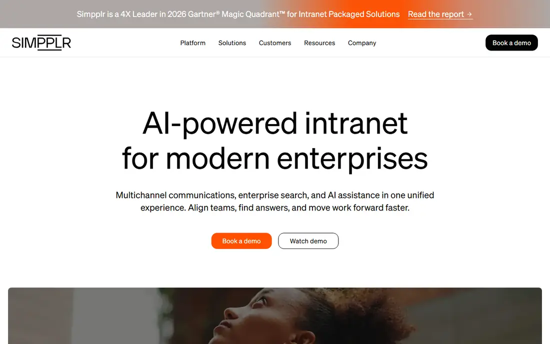 Simpplr Newsletter homepage
