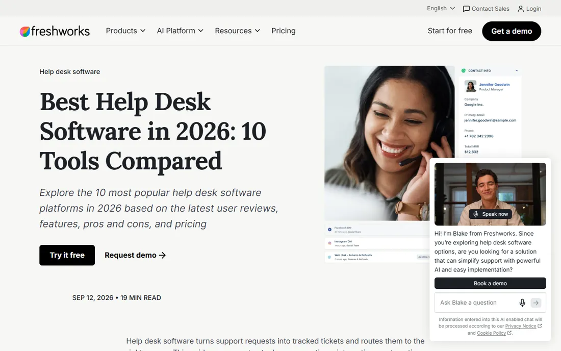 Freshdesk homepage