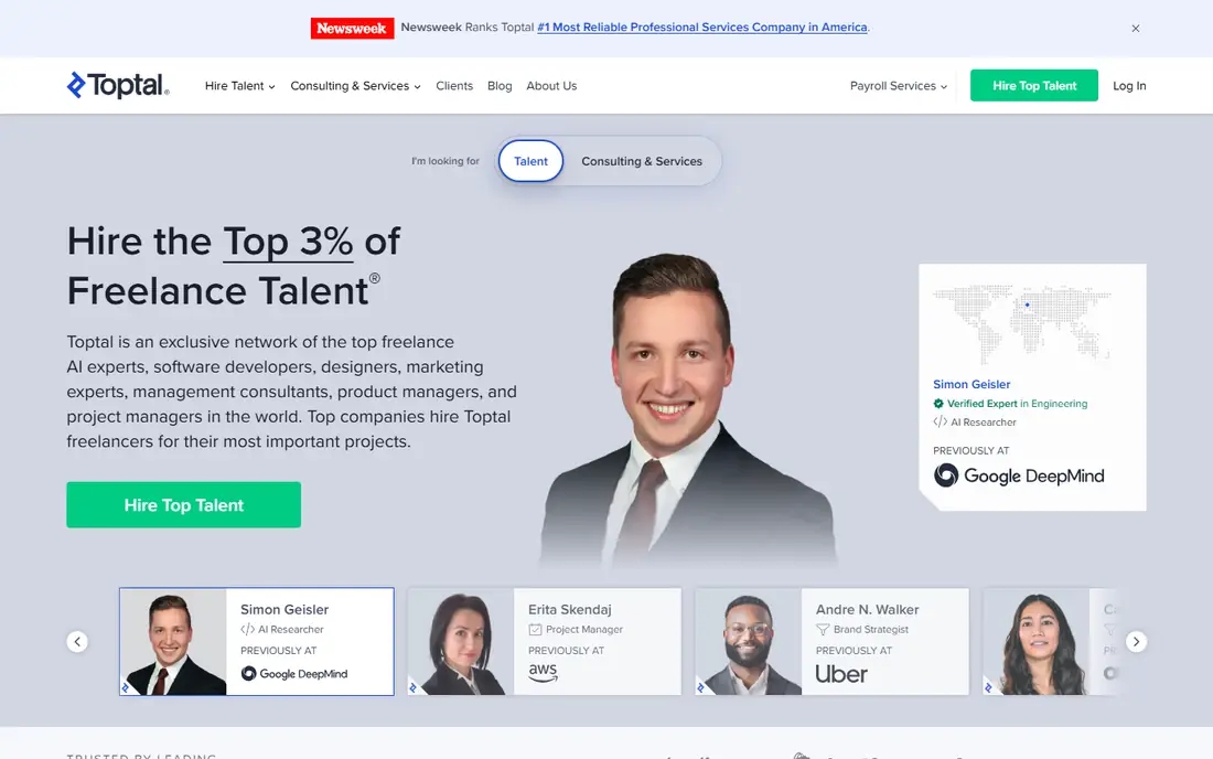 Toptal homepage