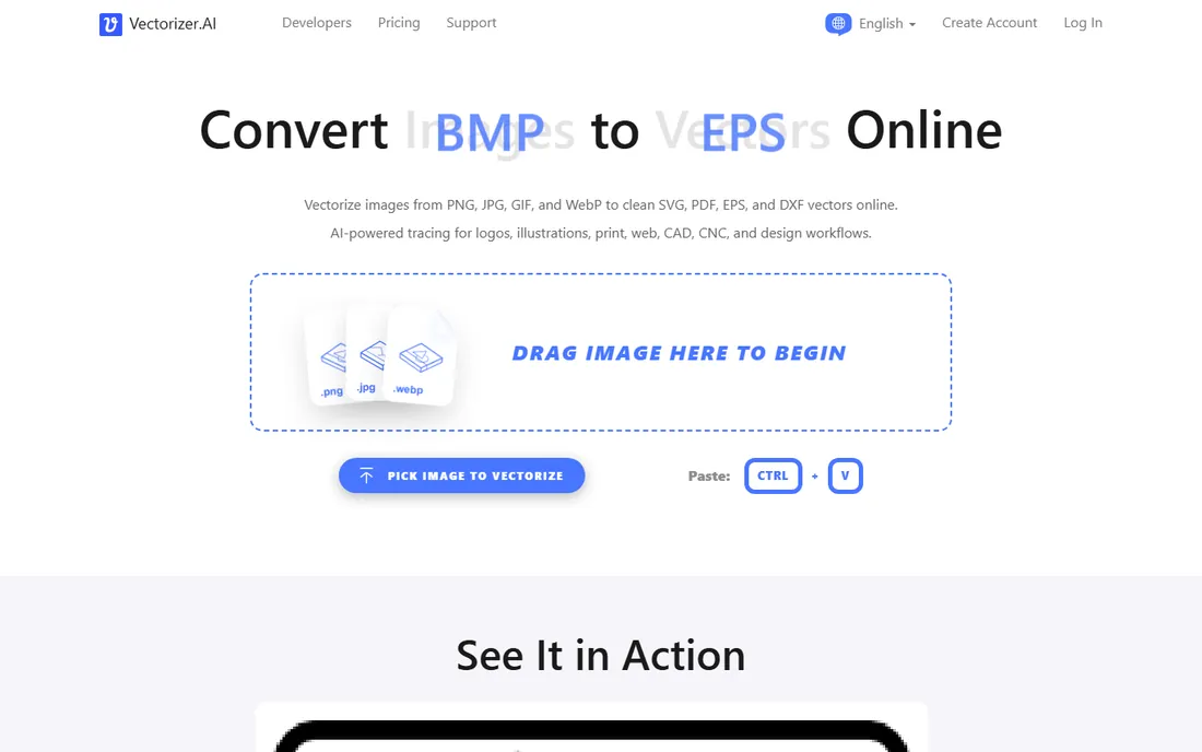 Vectorizer.AI homepage