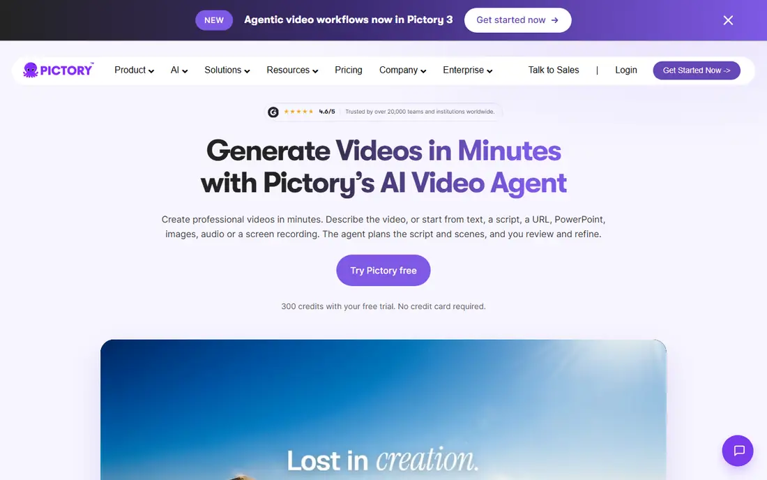 Pictory homepage
