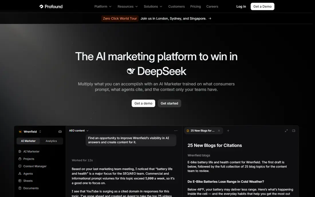 Profound homepage