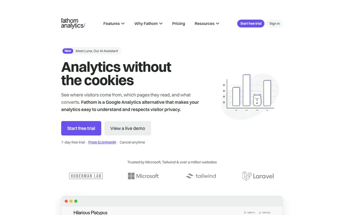 Fathom homepage