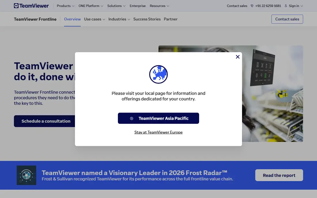 TeamViewer Frontline homepage