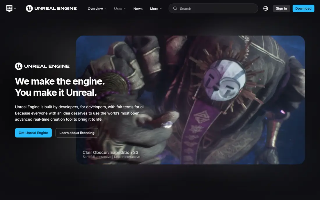 Unreal Engine homepage