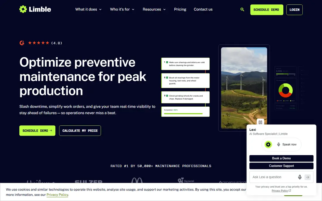 Limble CMMS homepage