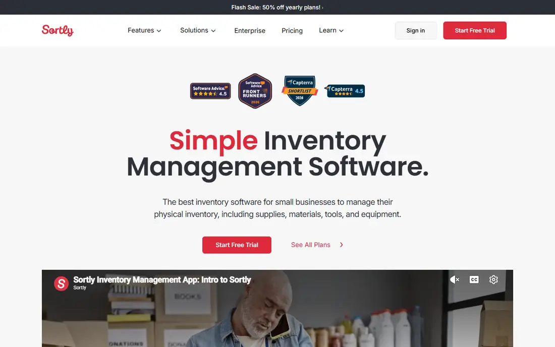 Sortly homepage