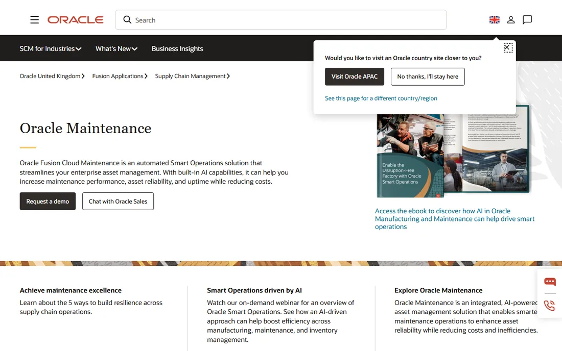 Oracle Fusion Cloud Maintenance homepage