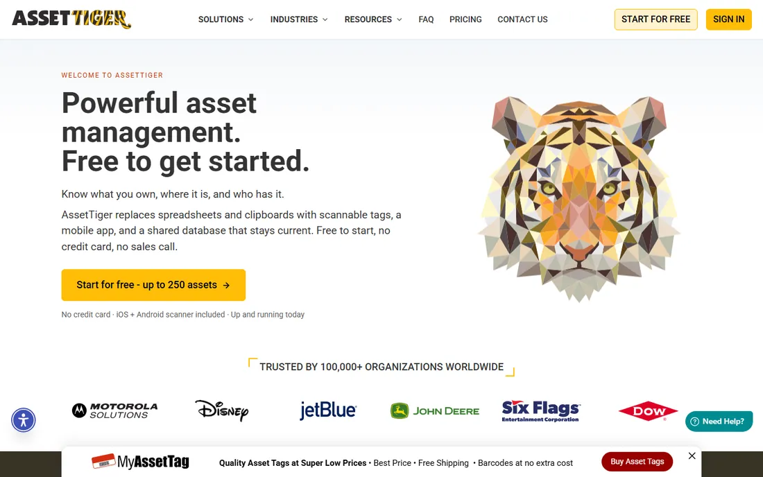 AssetTiger homepage