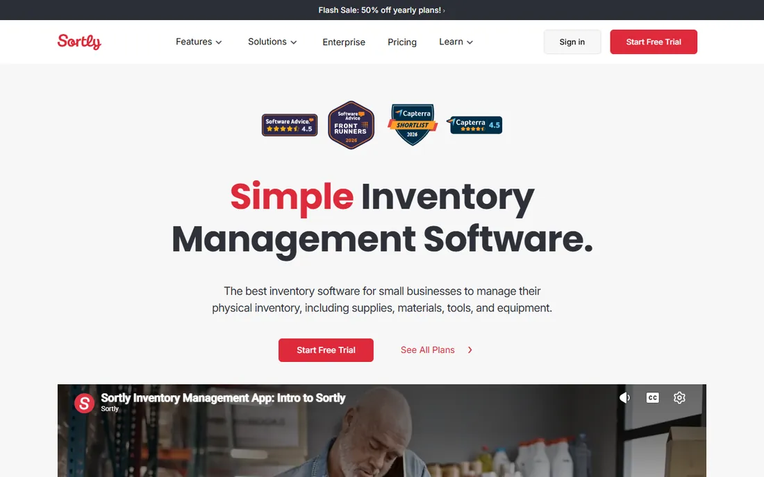 Sortly homepage