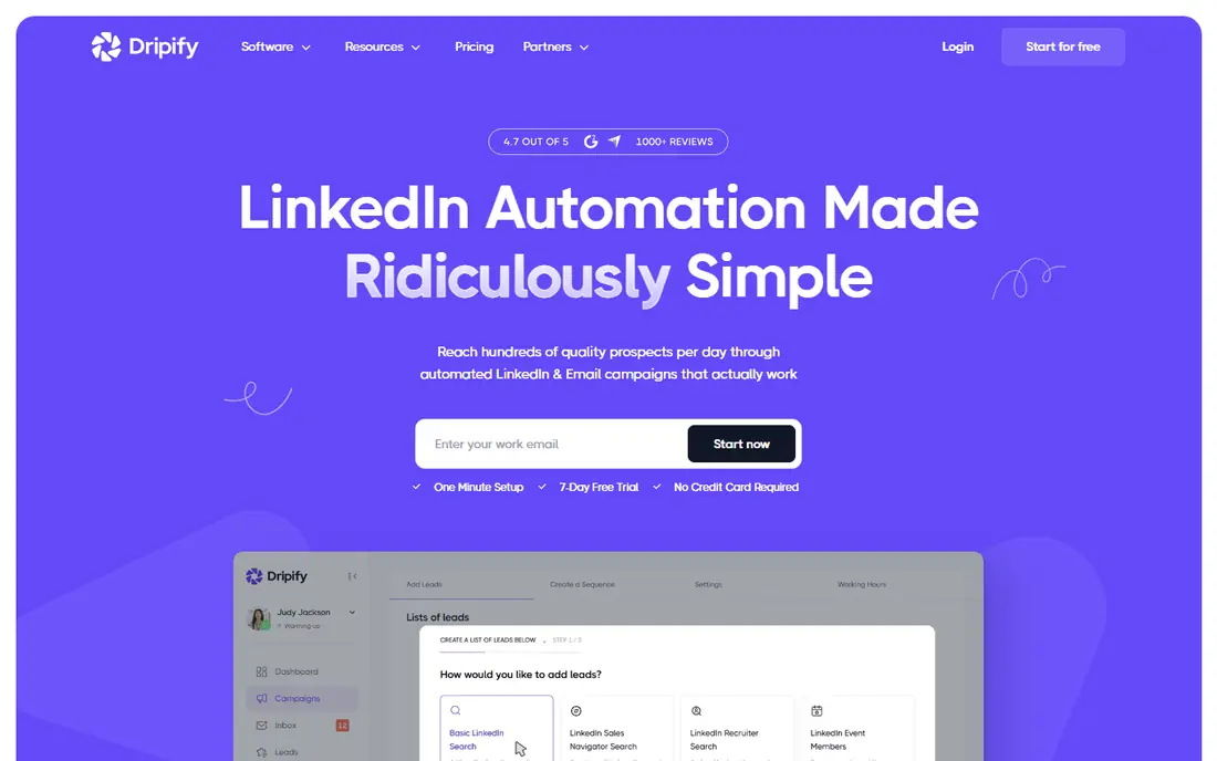 Dripify homepage