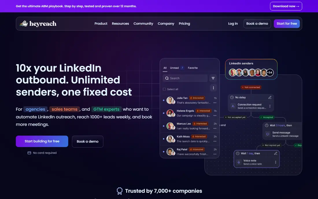 HeyReach homepage