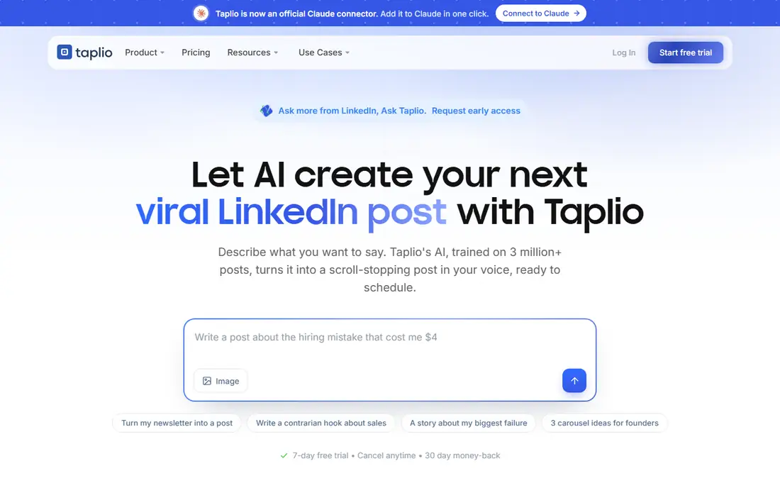 Taplio homepage
