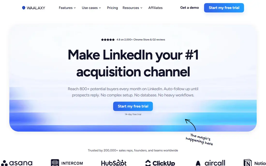 Waalaxy homepage