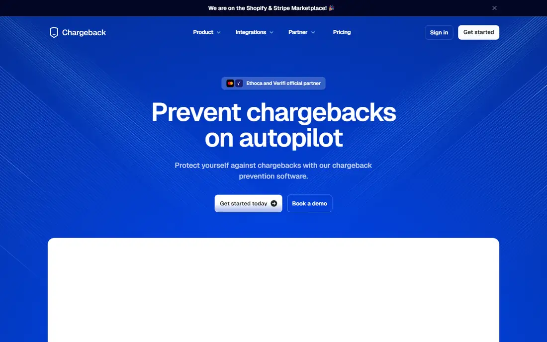 Chargeback.io homepage