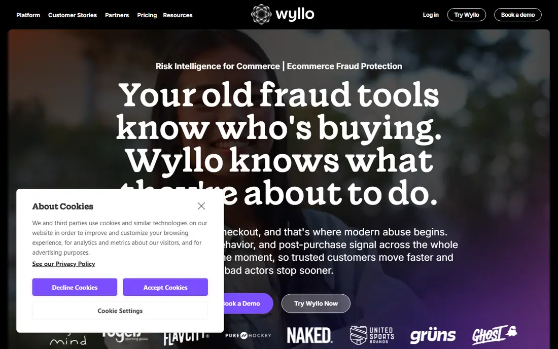 Wyllo (formerly NoFraud) homepage