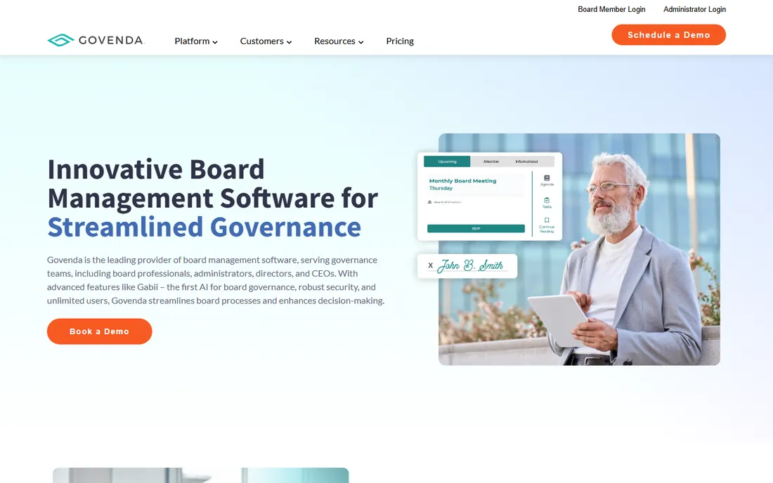 Govenda homepage