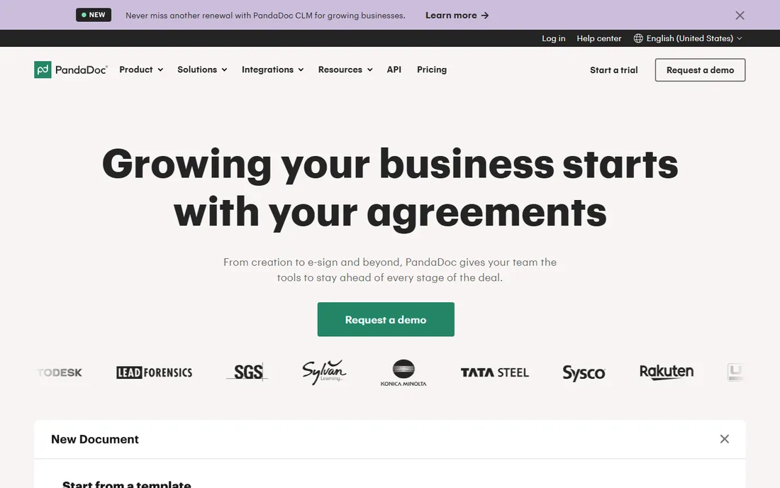 PandaDoc homepage