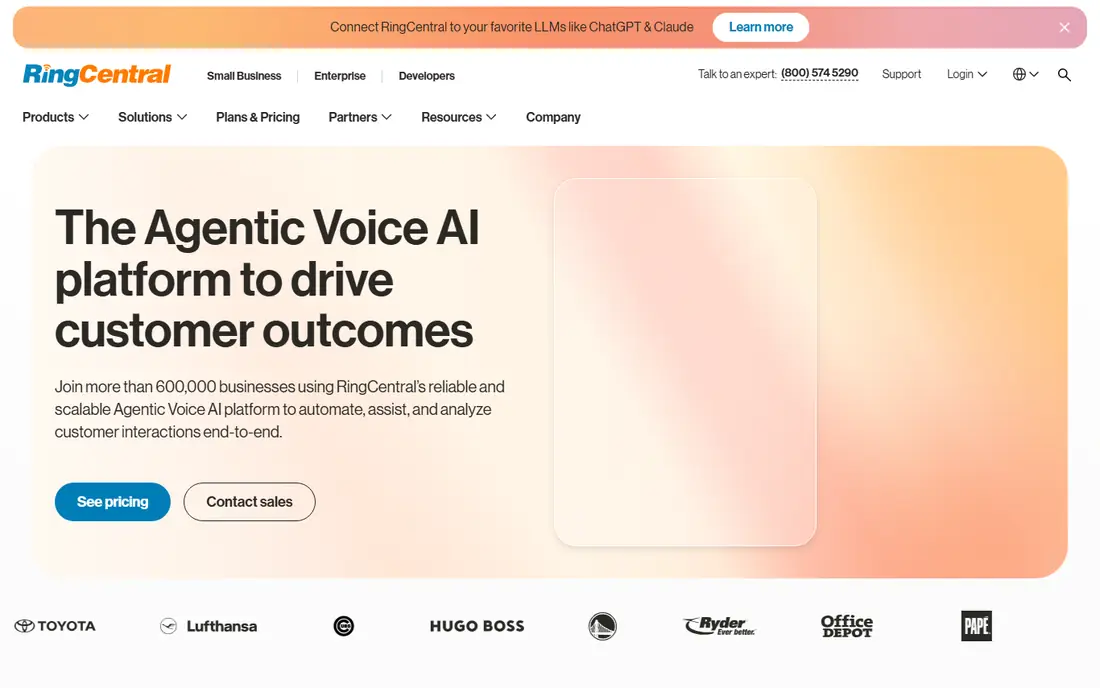RingCentral RingCX homepage