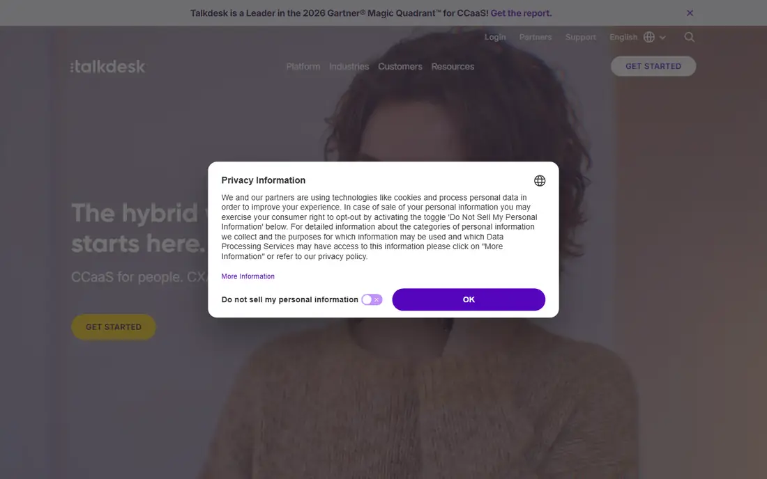 Talkdesk homepage