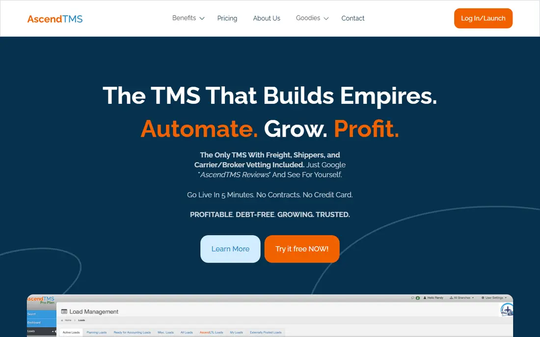 AscendTMS homepage