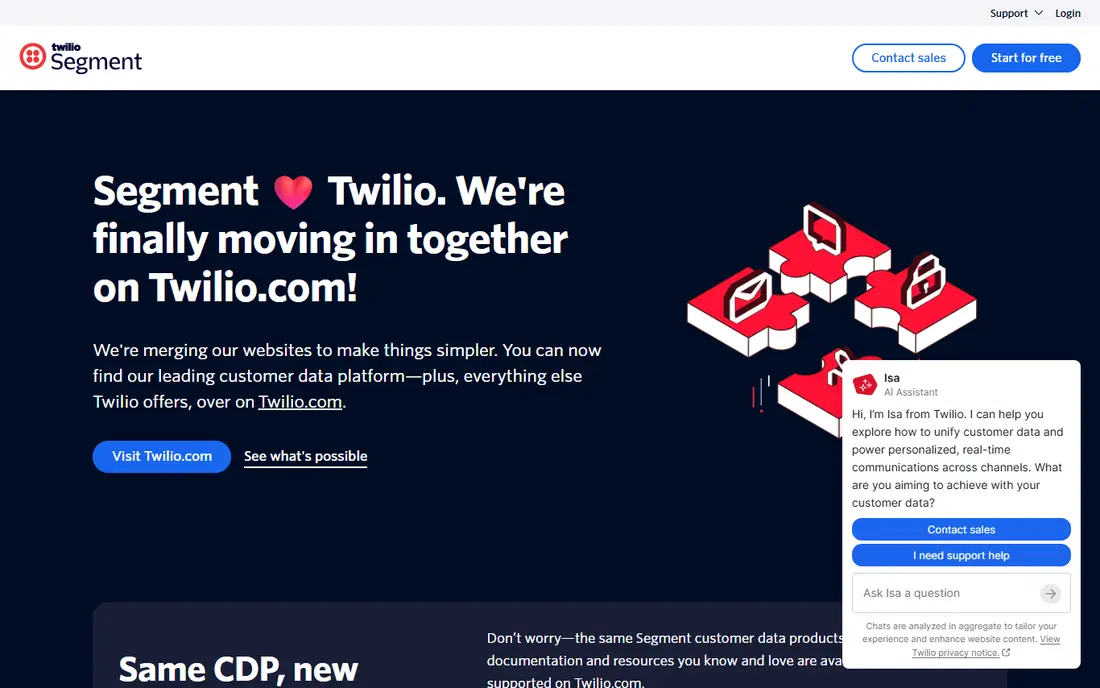 Twilio Segment homepage