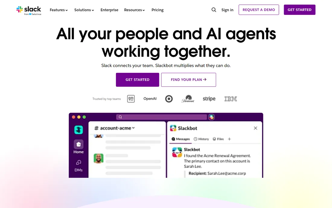 Slack homepage