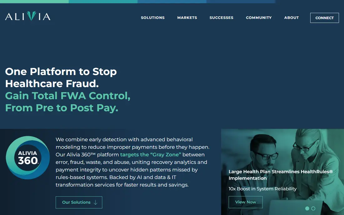 Alivia Analytics homepage