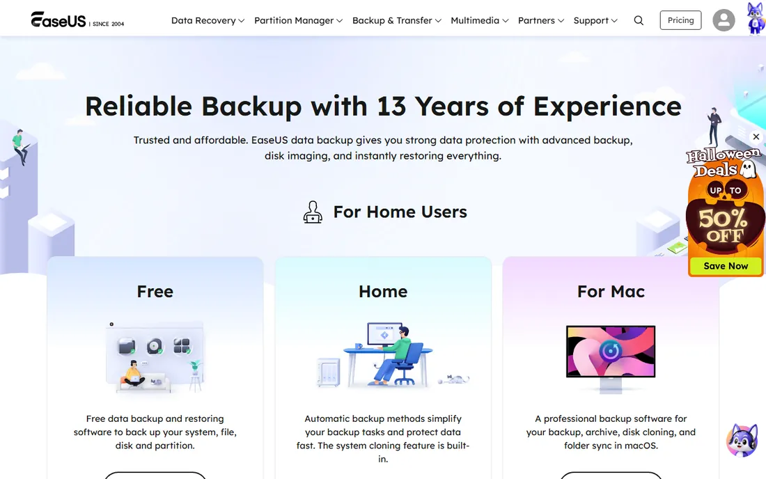 EaseUS Todo Backup homepage